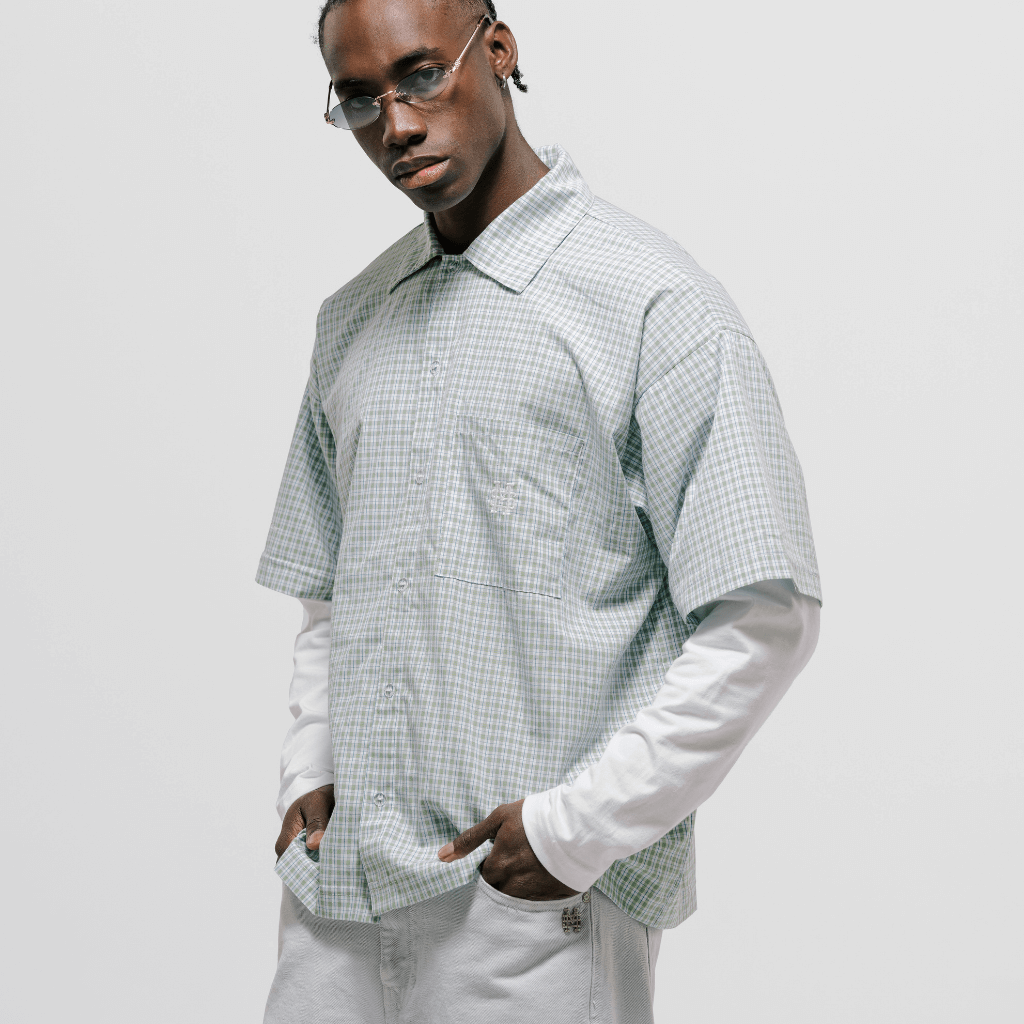 MONOIC TUTTO BENE I CAMISETA CUADROS DOBLE MANGA VERDE CLARO