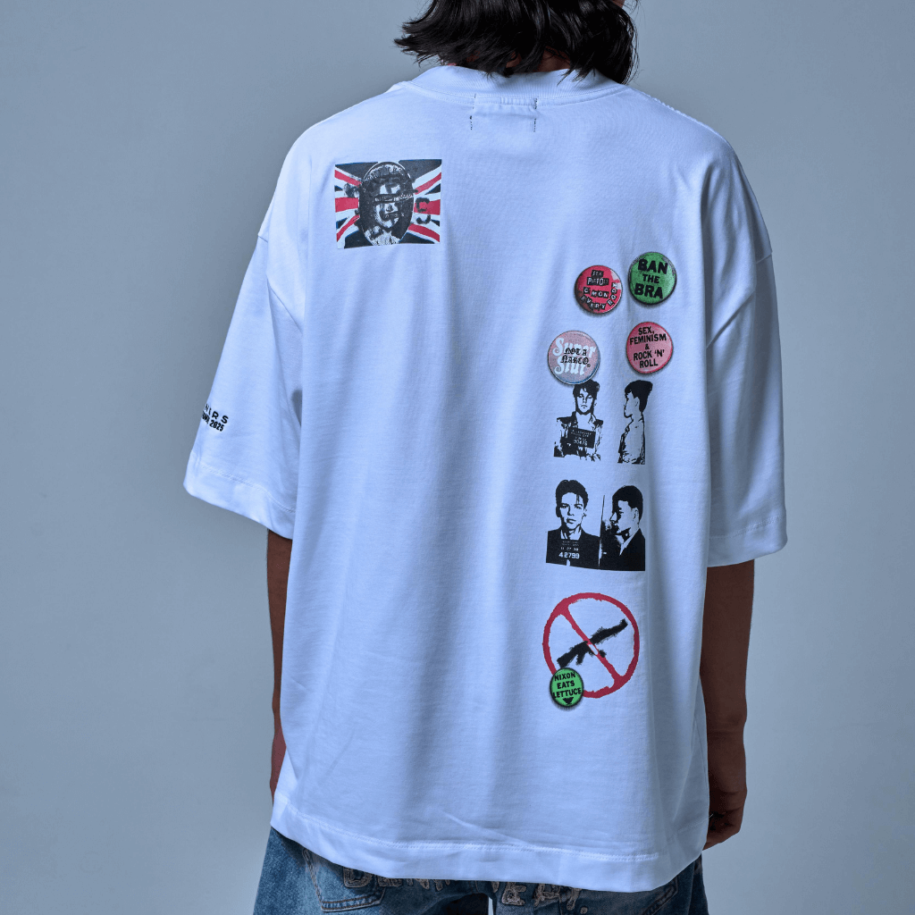 SINNERS STAMPS CAMISETA OVERSIZED BLANCA