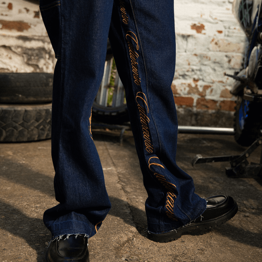 CULTUREWISE TWO STROKE SAINTS PANTALONES FLARE RAW DENIM JEAN AZUL