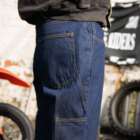 CULTUREWISE TWO STROKE SAINTS PANTALONES FLARE RAW DENIM JEAN AZUL