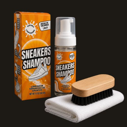 Kit limpiador de tenis: espuma, cepillo y paño