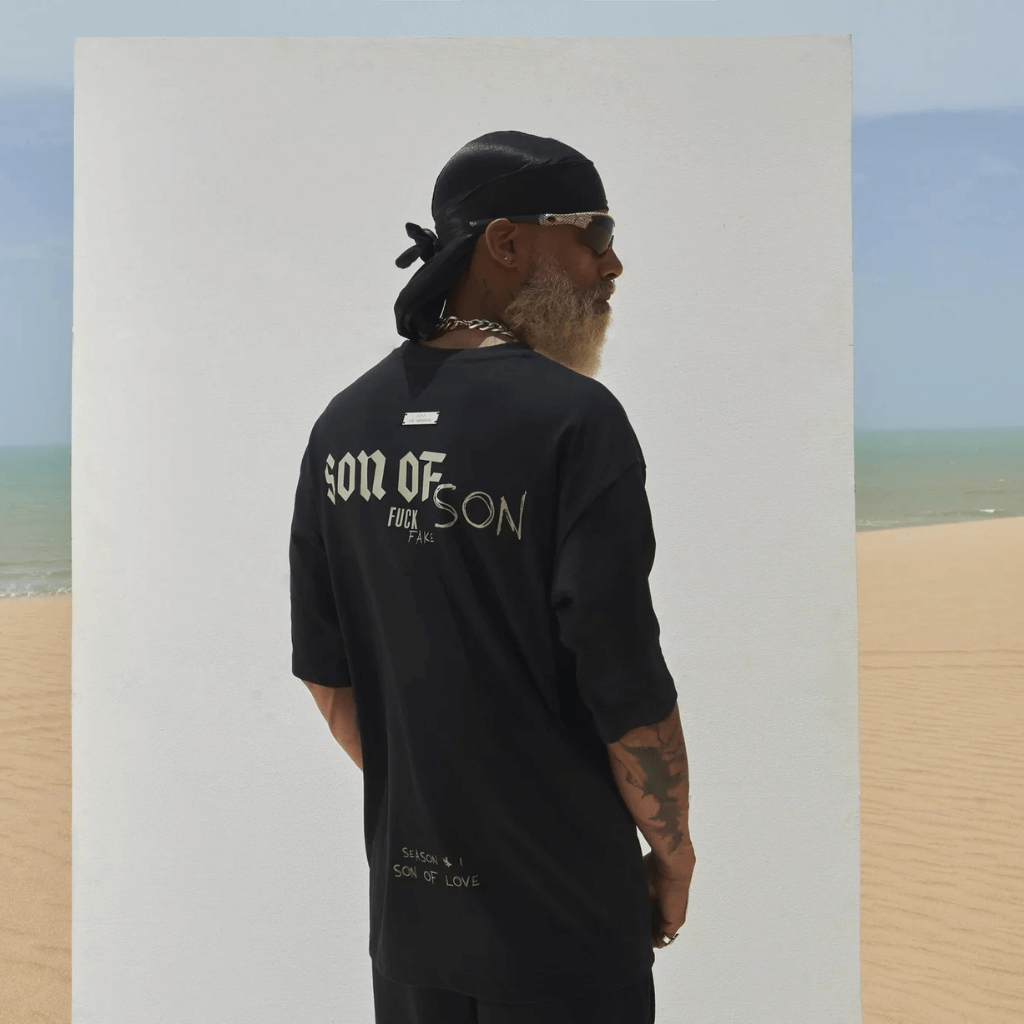 SON OF SON SON OF LOVE OT-080 CAMISETA OVERSIZE NEGRA
