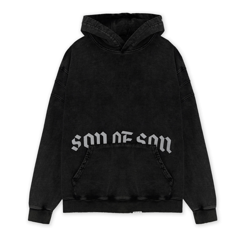 SON OF SON ACID WASH HOODIE BUZO OVERSIZE NEGRO