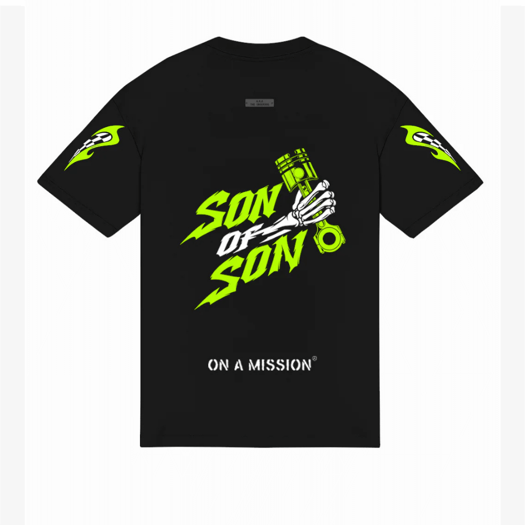 SON OF SON SON OF SON BLACK GREEN FAST N SOFS OVE020 CAMISETA OVERSIZE NEGRA