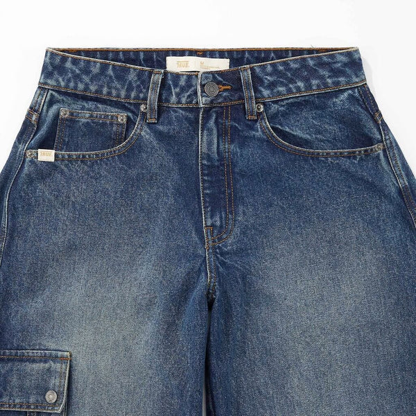 TRUE CALL ME NEVER CARGO MULTI-POCKET DENIM PANTS