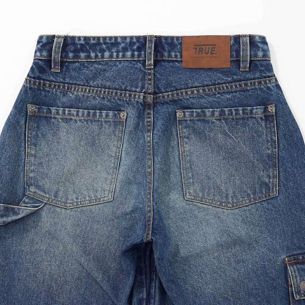 TRUE CALL ME NEVER CARGO MULTI-POCKET DENIM PANTS