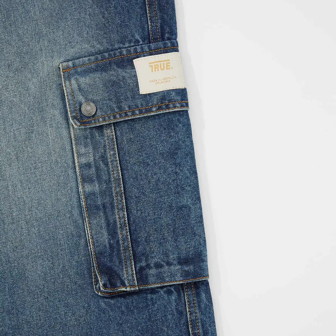 TRUE CALL ME NEVER CARGO MULTI-POCKET DENIM PANTS