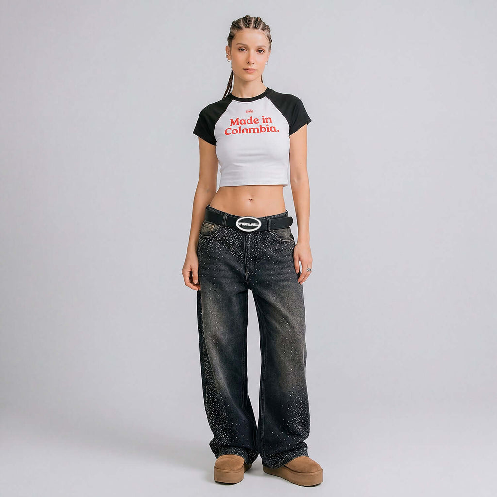 TRUE COLOMBIA BABY TEE NEGRA
