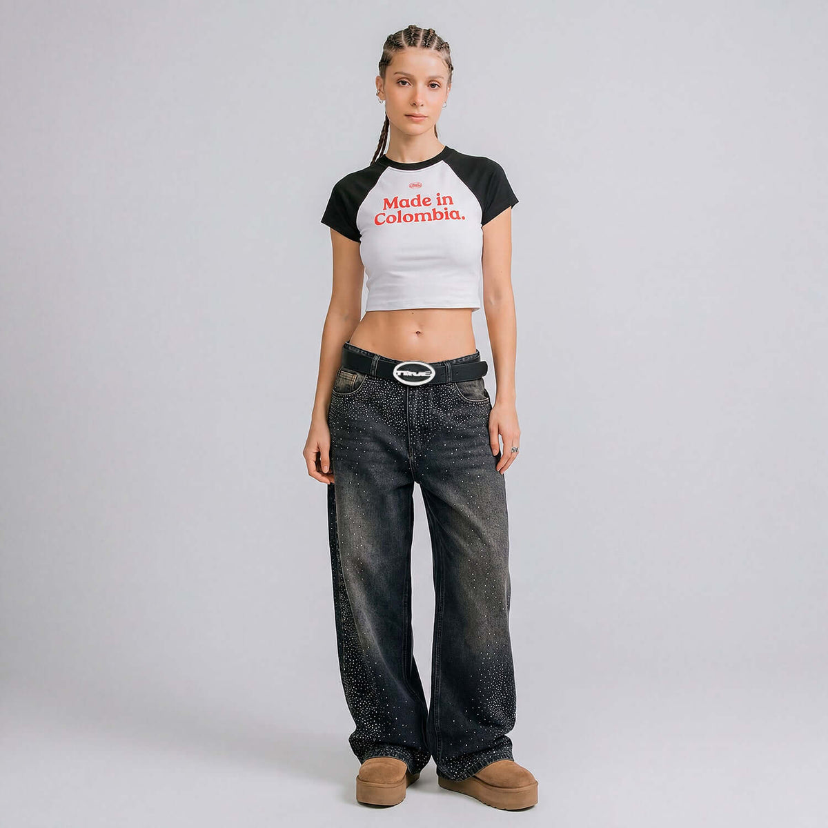 TRUE COLOMBIA BABY TEE NEGRA