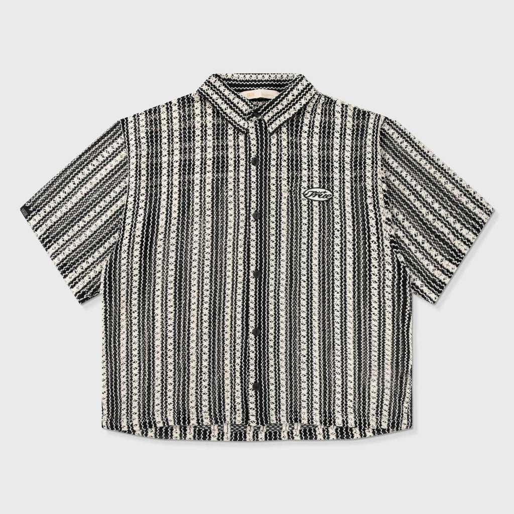 TRUE CROCHET PATTERN BOXY SHIRT CAMISETA NEGRA