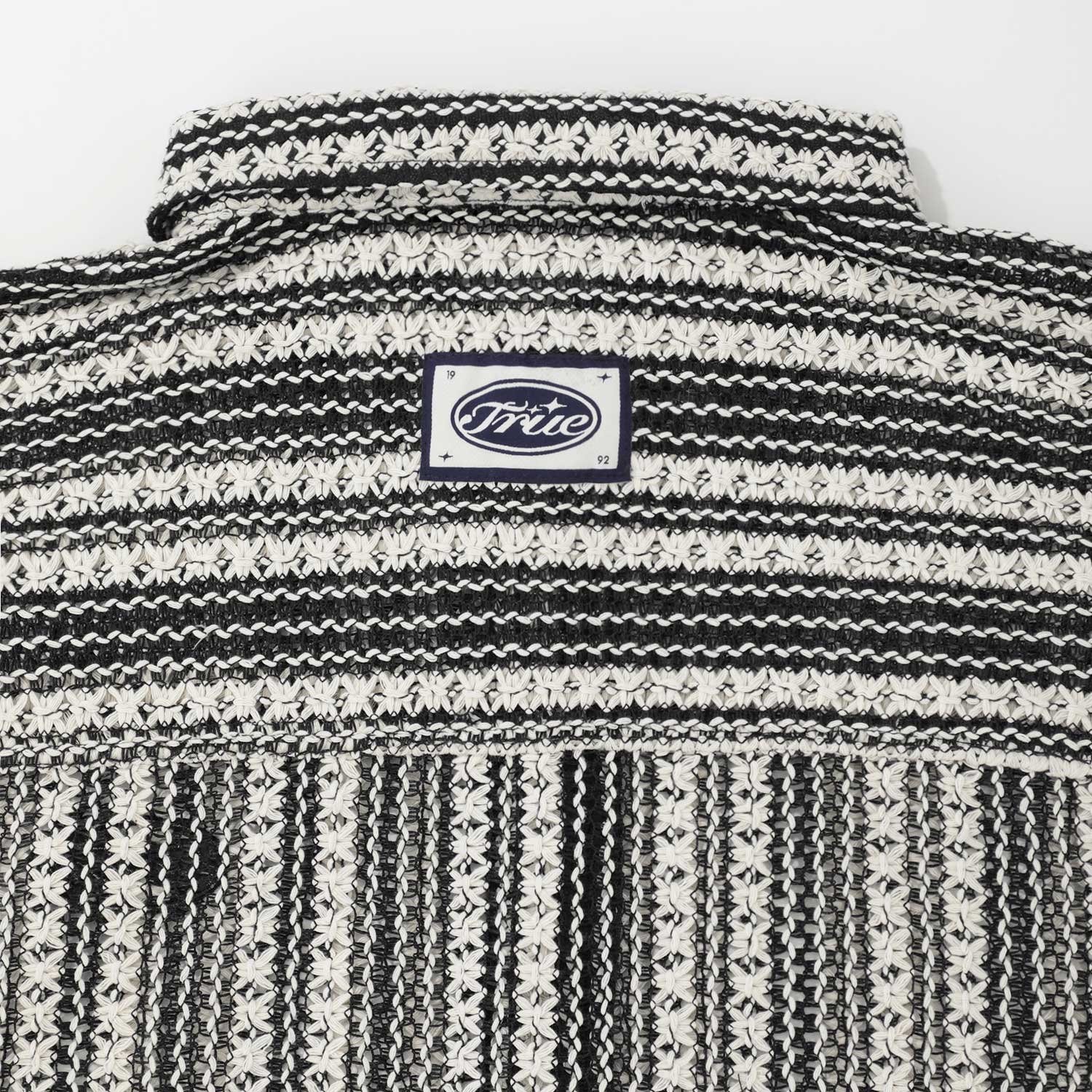 TRUE CROCHET PATTERN BOXY SHIRT CAMISETA NEGRA