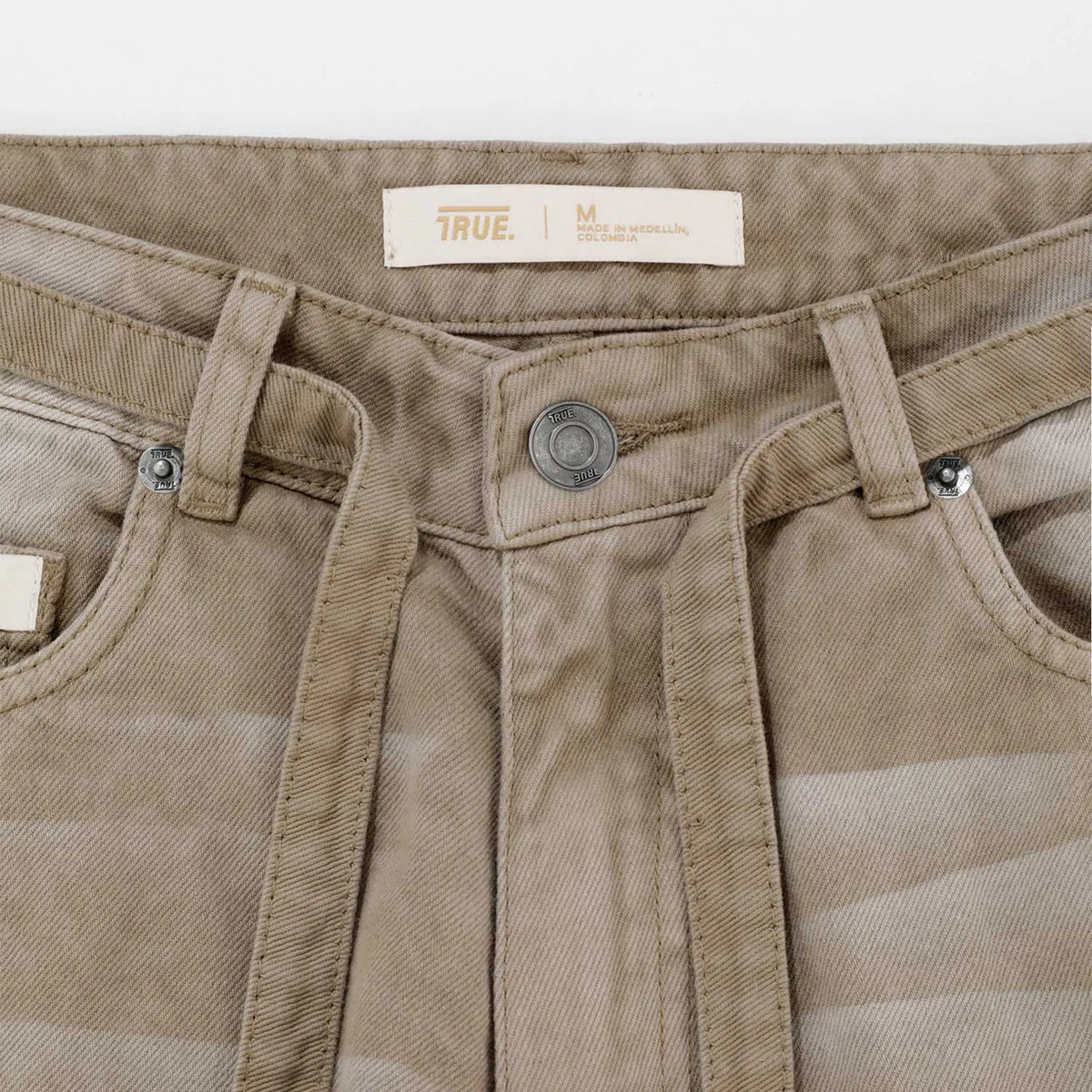 TRUE DIRTY-WASH MID-RISE PANTALON BEIGE