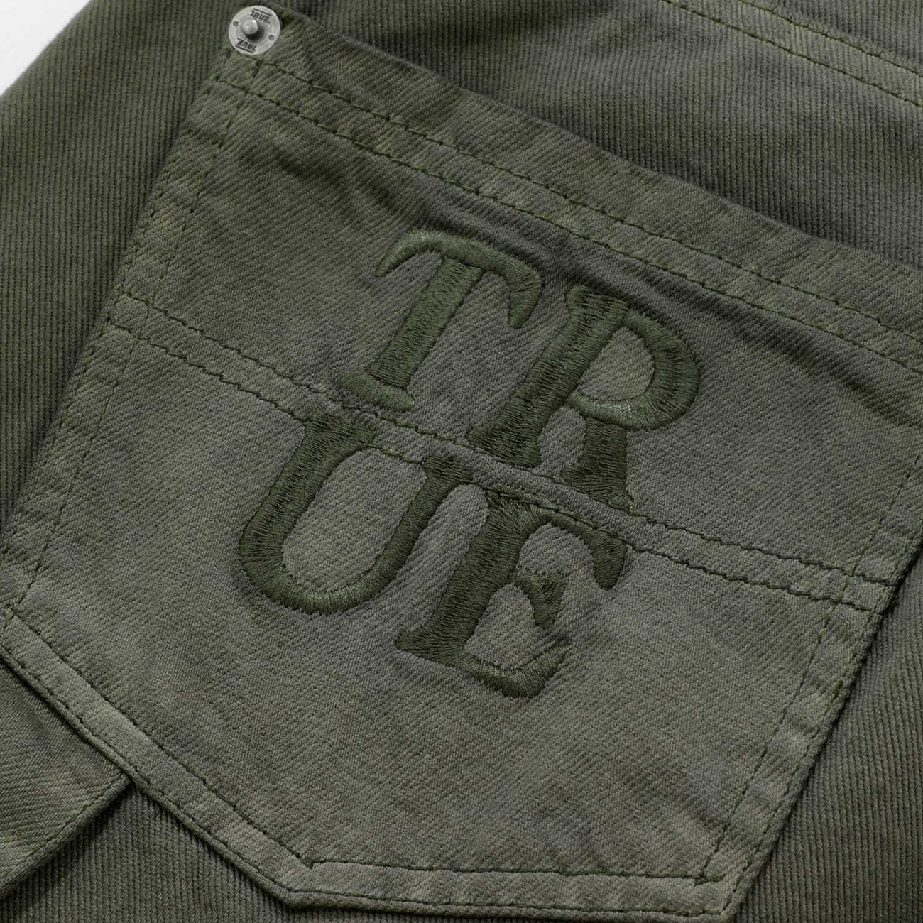TRUE DIRTY-WASH LOW-RISE - MILITARY GREEN PANTALON VERDE