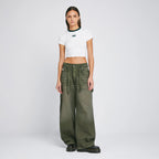 TRUE DIRTY-WASH LOW-RISE - MILITARY GREEN PANTALON VERDE