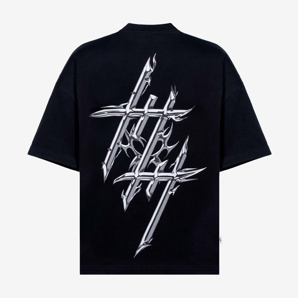 CULTUREWISE CRHOME LOGO CHROME REFLECTIVE CAMISETA OVERSIZE NEGRA