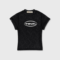 TRUE FLORAL LACE BABY TEE CAMISETA NEGRA