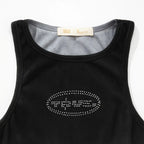 TRUE GRADIENT RHINESTONE TANK TOP TANK TOP NEGRO