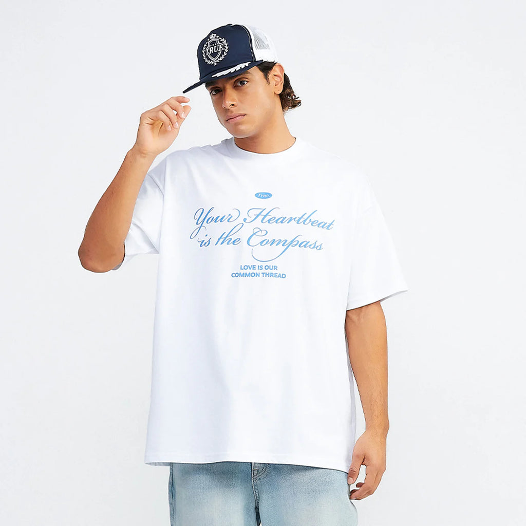 TRUE HEARTBEAT OVERSIZED T-SHIRT CAMISETA BLANCA