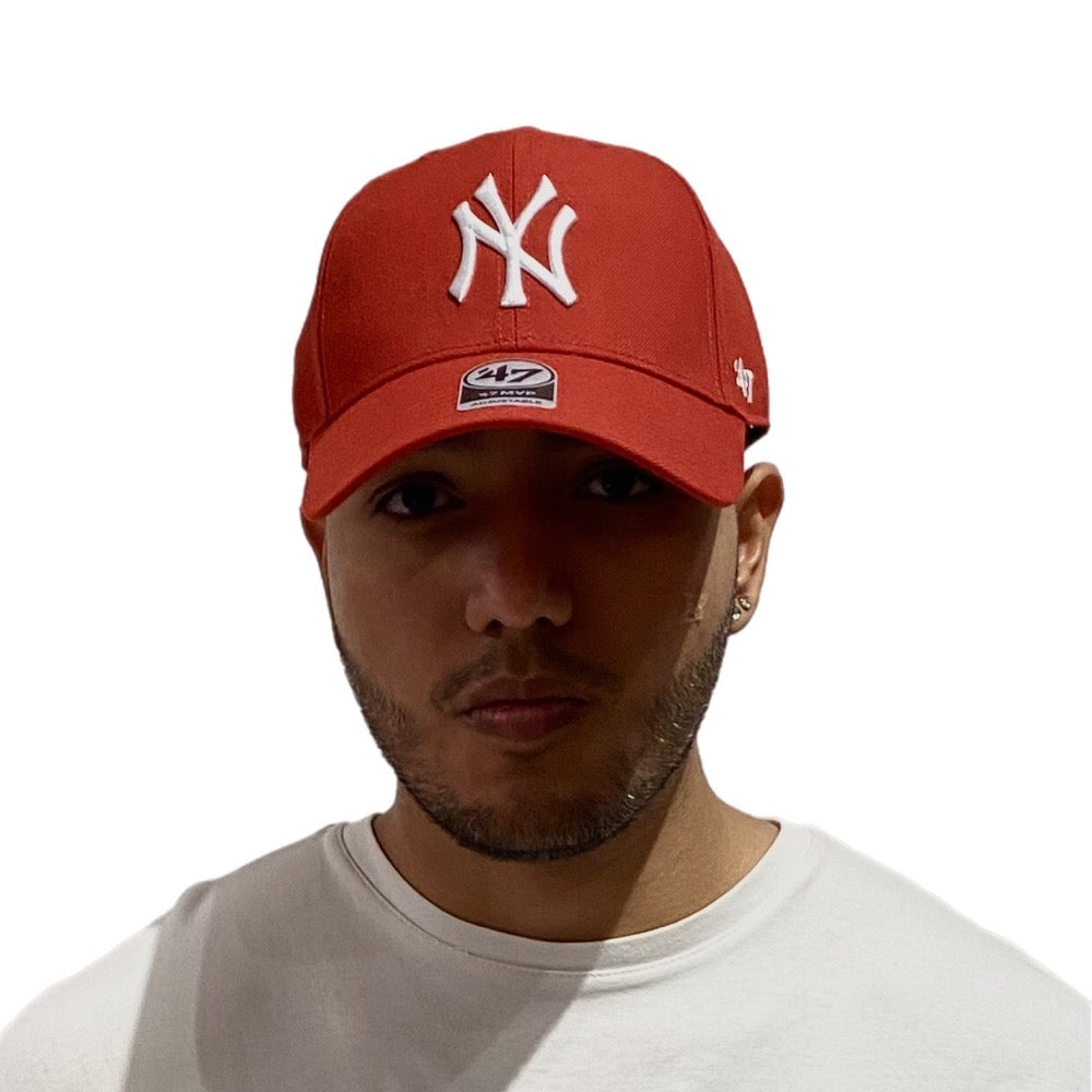 '47 MLB NY YANKEES WHITE LOGO RED ADJUSTABLE CAP 