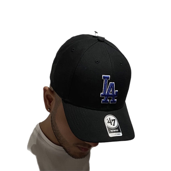 '47 MLB LA DODGERS BLUE LOGO BLACK ADJUSTABLE CAP 
