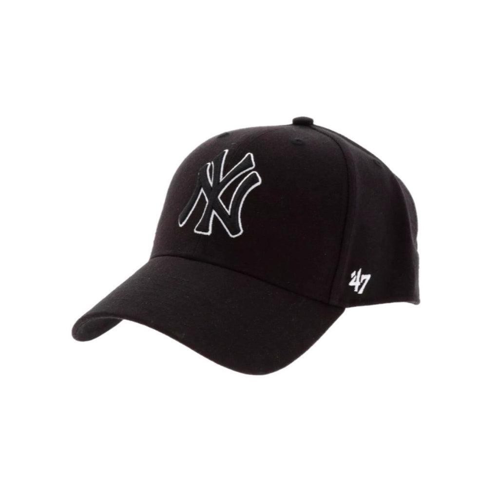 ´47 MLB NY YANKEES WHITE LINE LOGO BLACK ADJUSTABLE CAP 