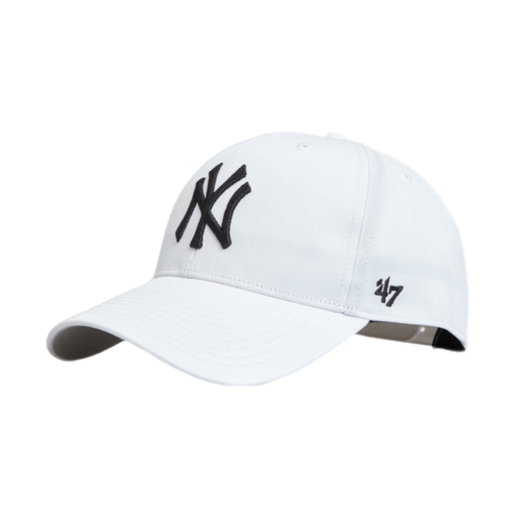 '47 MLB NY YANKEES BLACK LOGO WHITE ADJUSTABLE CAP 