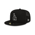 NEW ERA 59FIFTY MLB CAMIONERA LA DODGERS LOGO NEGRO Y BLANCO GORRA CERRADA NEGRA