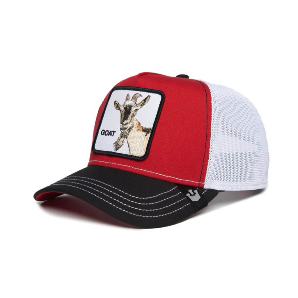 GOORIN BROS LA CABRA GORRA CAMIONERA GOAT AJUSTABLE NEGRA Y ROJO