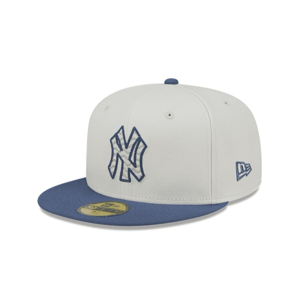 NEW ERA 59FIFTY MLB NY YANKEES LOGO AZUL GORRA WAVY CERRADA BEIGE Y AZUL