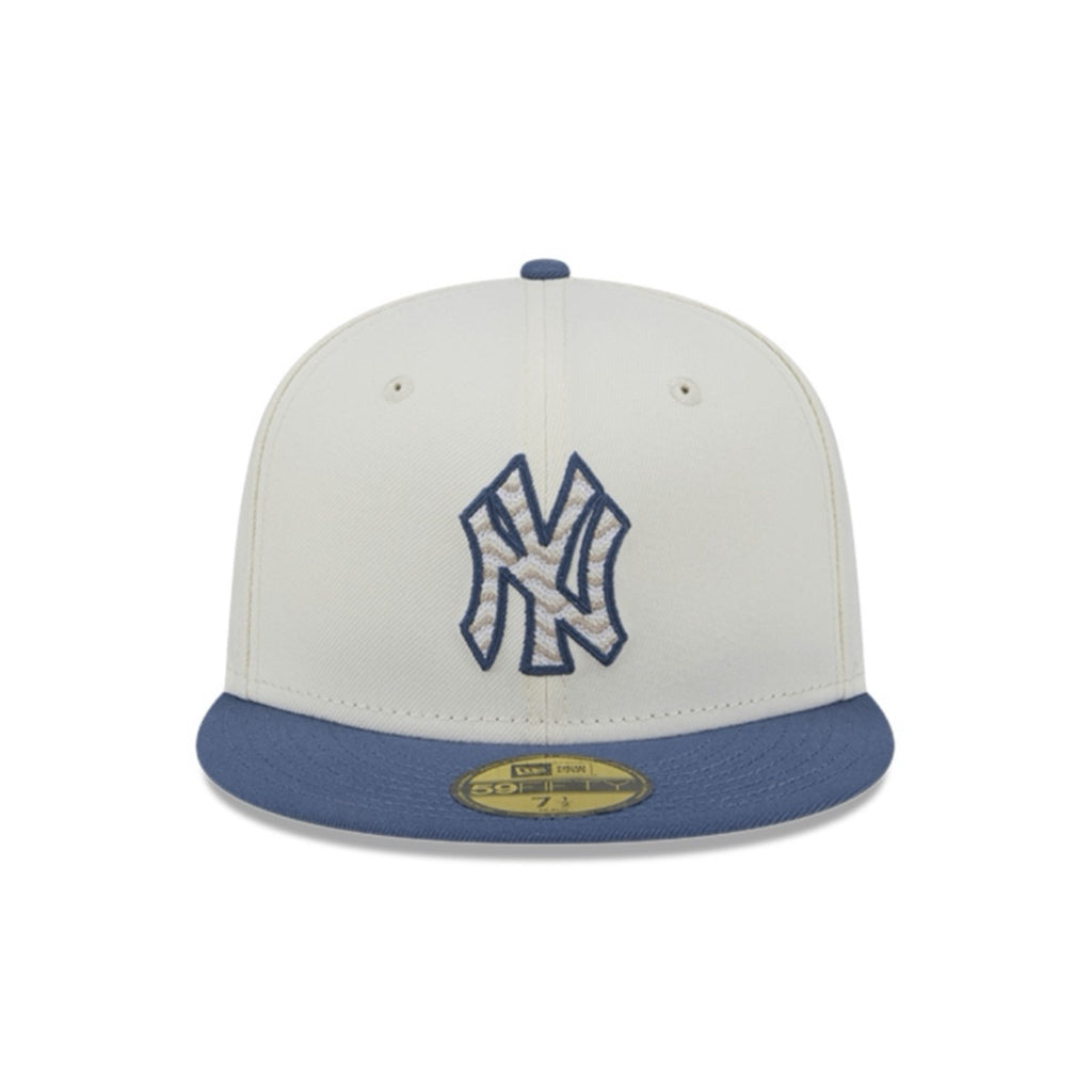 NEW ERA 59FIFTY MLB NY YANKEES LOGO AZUL GORRA WAVY CERRADA BEIGE Y AZUL