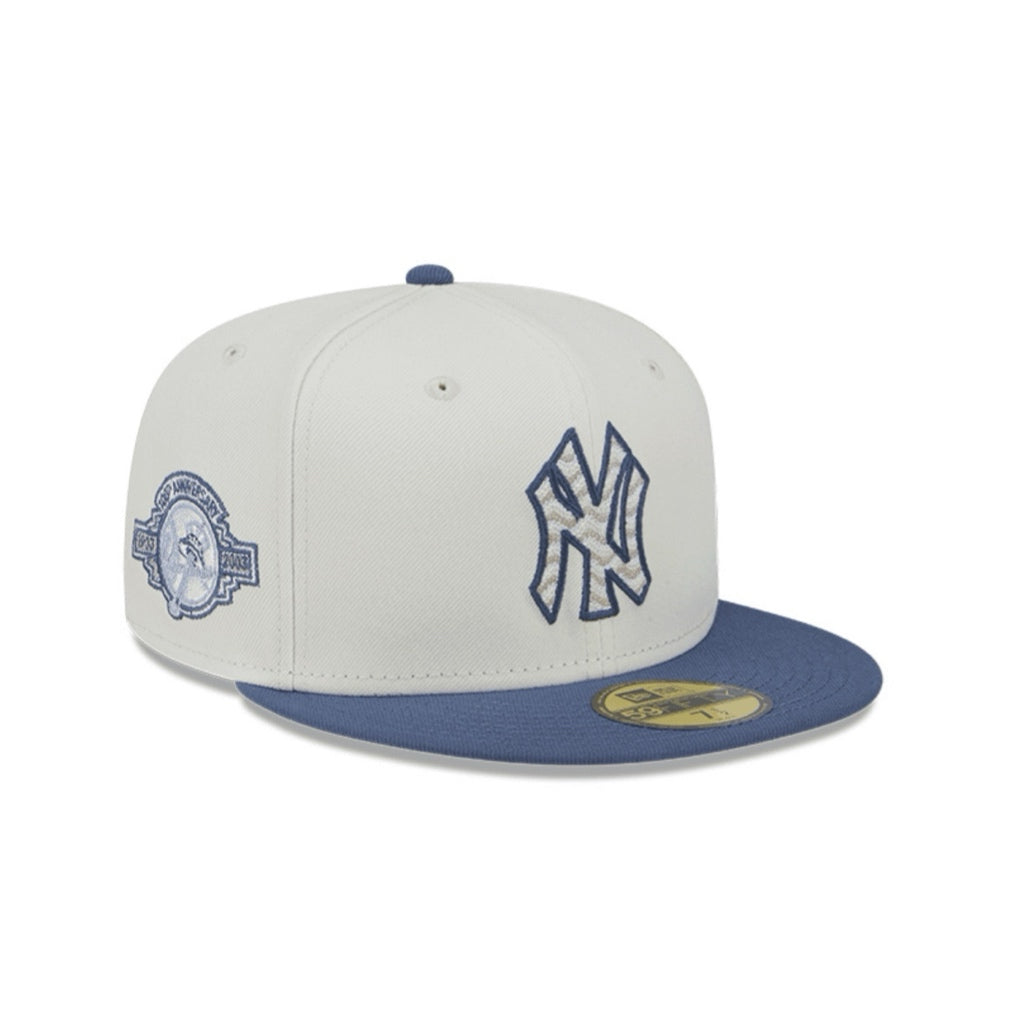 NEW ERA 59FIFTY MLB NY YANKEES LOGO AZUL GORRA WAVY CERRADA BEIGE Y AZUL