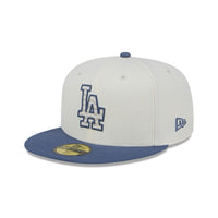 NEW ERA 59FIFTY MLB LA DODGERS LOGO AZUL GORRA WAVY CERRADA BEIGE Y AZUL