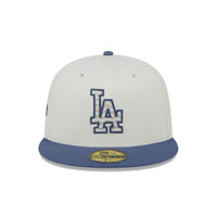 NEW ERA 59FIFTY MLB LA DODGERS LOGO AZUL GORRA WAVY CERRADA BEIGE Y AZUL