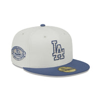 NEW ERA 59FIFTY MLB LA DODGERS LOGO AZUL GORRA WAVY CERRADA BEIGE Y AZUL