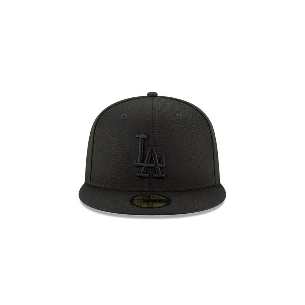 NEW ERA 59FIFTY MLB BASIC LA DODGERS BLACK LOGO BLACK CLOSED CAP 