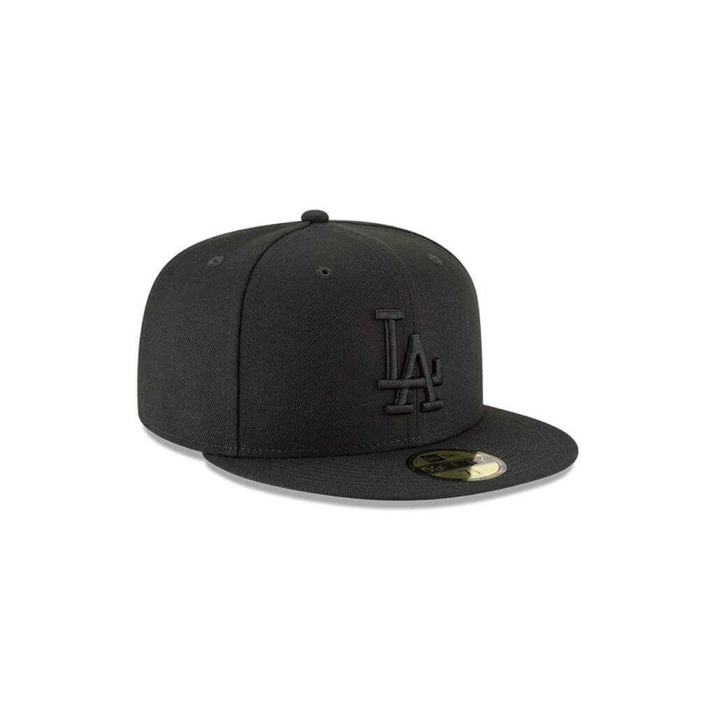 NEW ERA 59FIFTY MLB BASIC LA DODGERS BLACK LOGO BLACK CLOSED CAP 