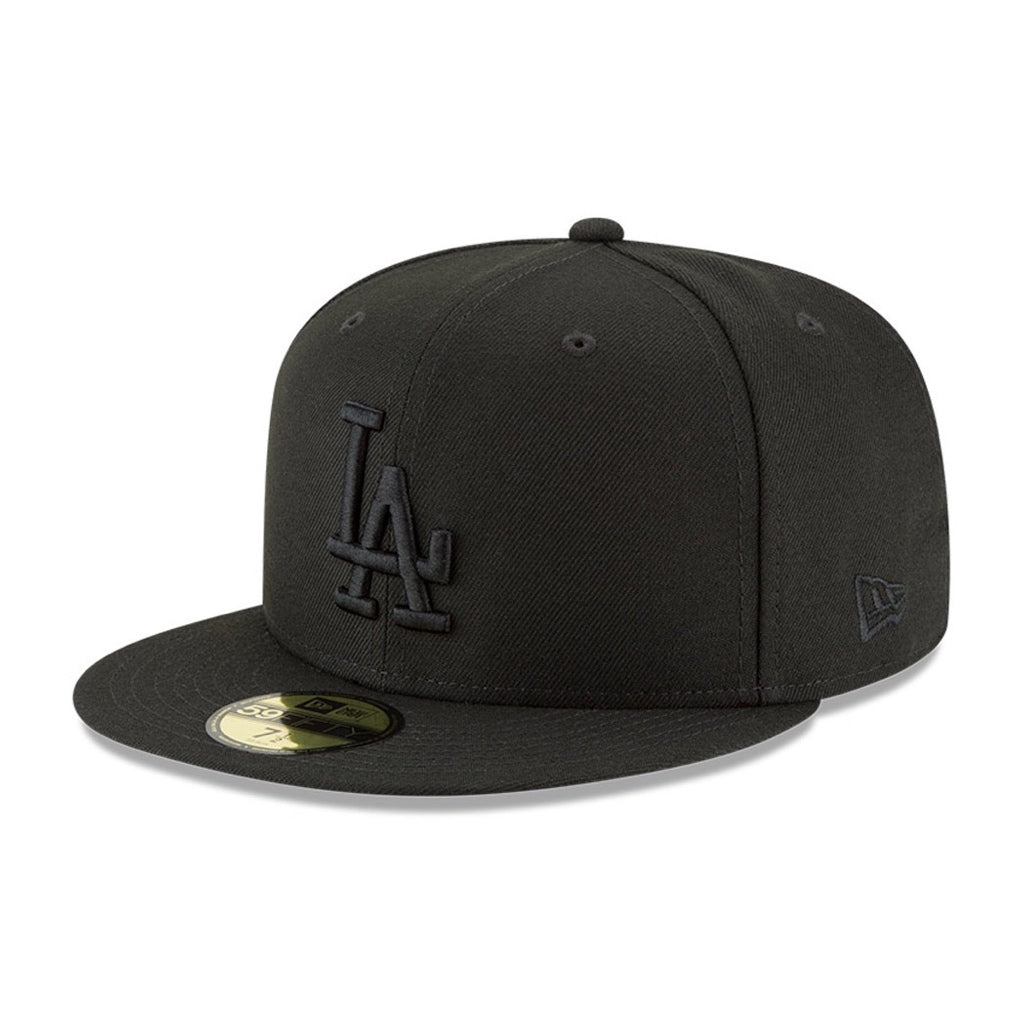 NEW ERA 59FIFTY MLB BASIC LA DODGERS BLACK LOGO BLACK CLOSED CAP 
