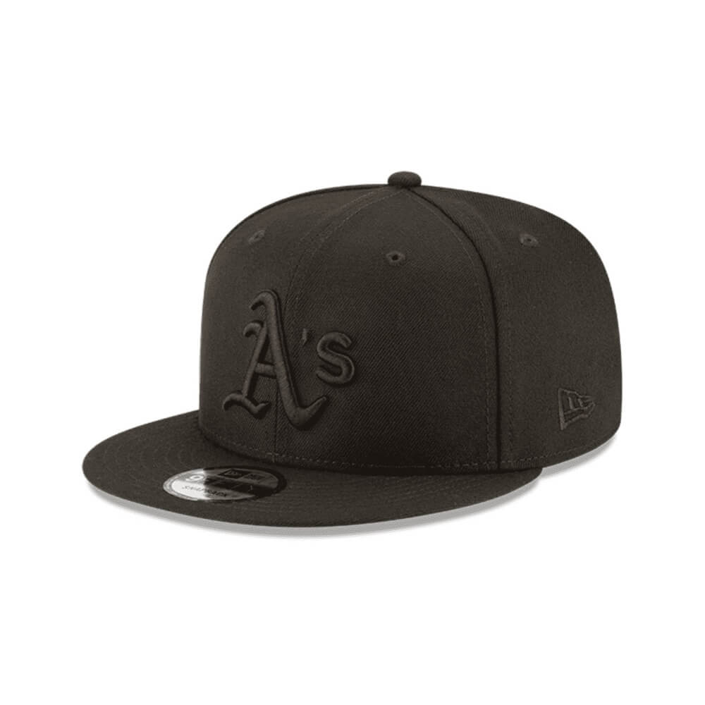 NEW ERA 9FIFTY MLB OAKLAND ATHLETICS BLACK ON BLACK GORRA MVP AJUSTABLE NEGRA