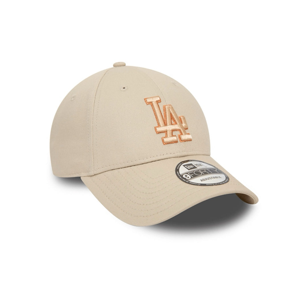 NEW ERA 9FORTY MLB LA DODGERS GORRA BASICA AJUSTABLE BEIGE LOGO METALLIC
