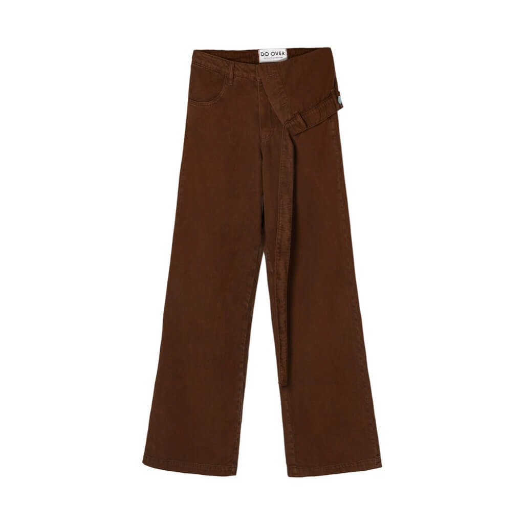 DO OVER LAB ASSYMETRIC PANTALON CAFE