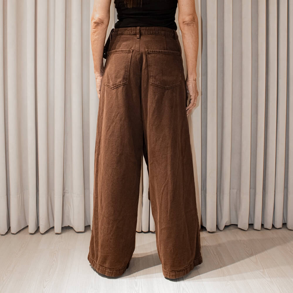 DO OVER LAB ASSYMETRIC PANTALON CAFE