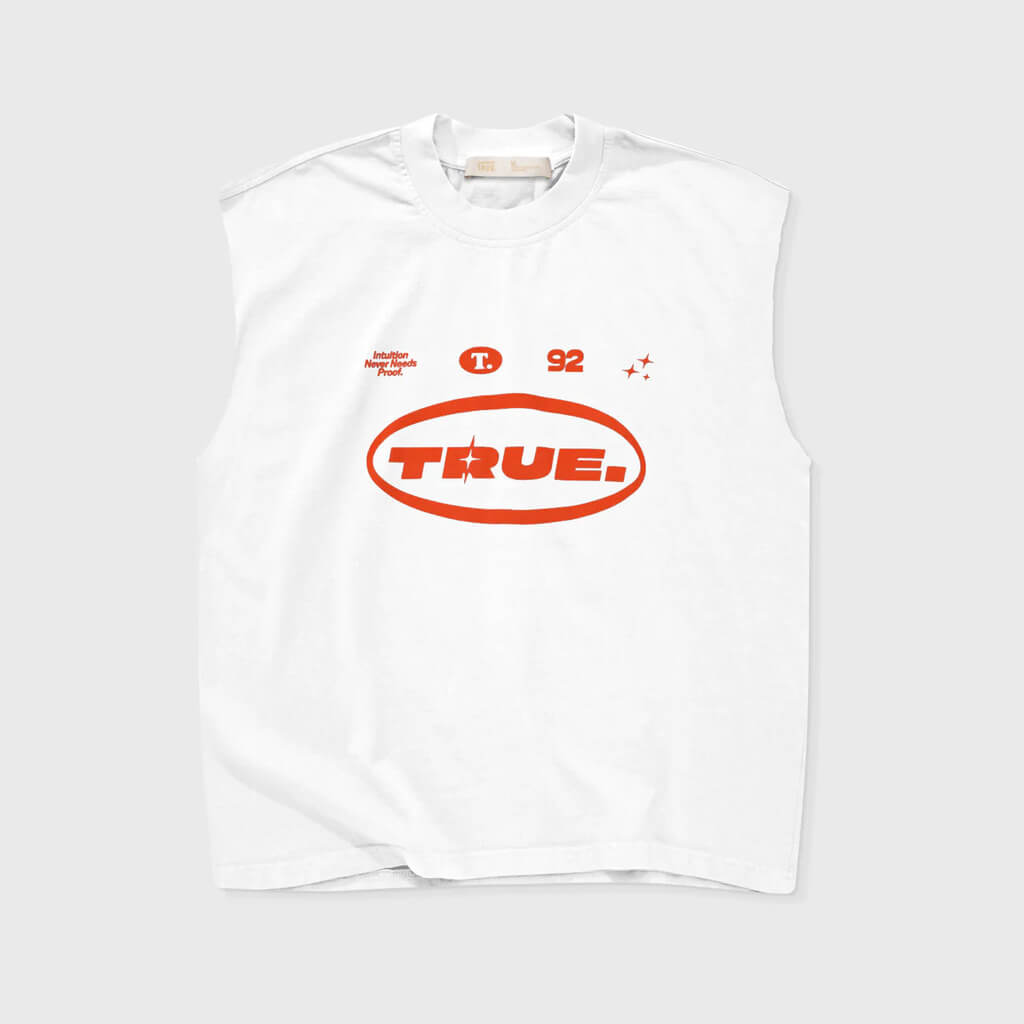 TRUE TOO BRIGHT TO MISS INTUITION SLEEVELESS TEE - WHITE
