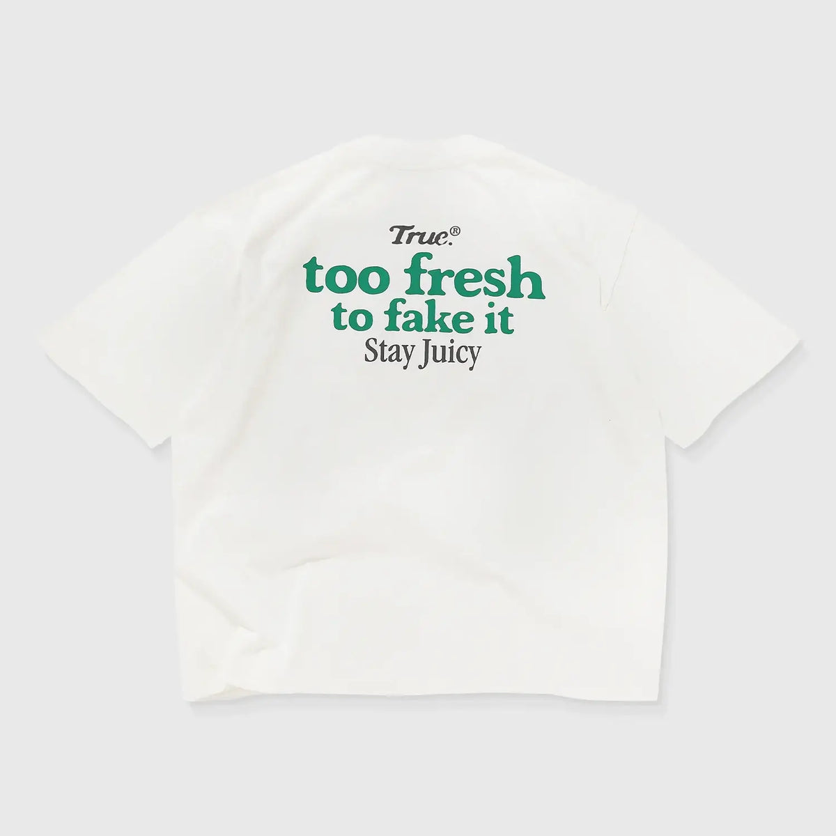 TRUE TOO FRESH TO FAKE IT JUICY CAMISETA BOXY BEIGE