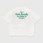 TRUE TOO FRESH TO FAKE IT JUICY CAMISETA BOXY BEIGE