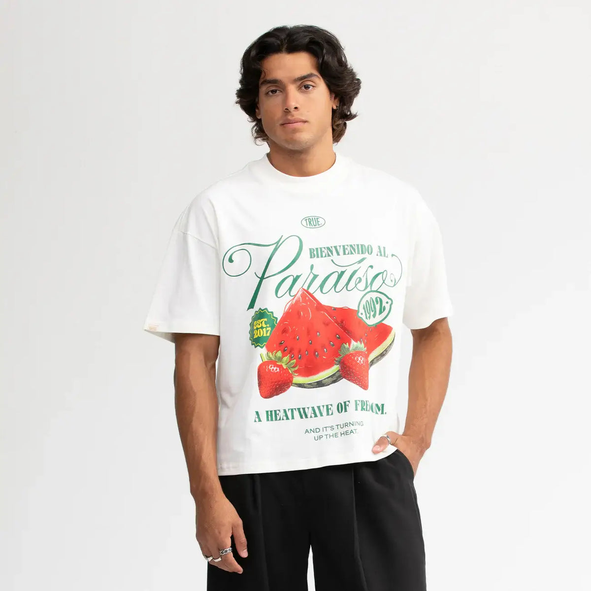 TRUE PARAÍSO BOXY TEE CAMISETA BEIGE