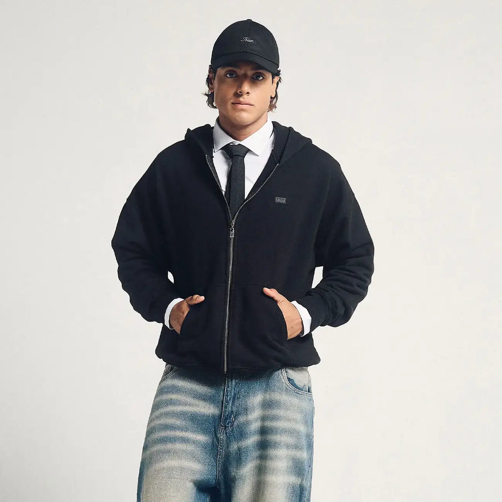 TRUE CLASSIC ZIPPER BUZO DE CIERRE NEGRO