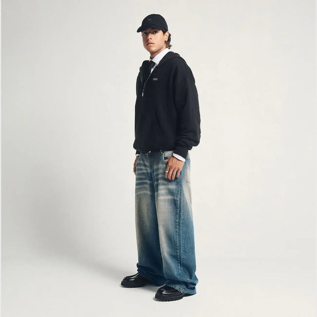 TRUE CLASSIC ZIPPER BUZO DE CIERRE NEGRO