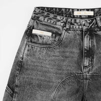 TRUE PRELUDE SLASHED DENIM JORTS NEGROS