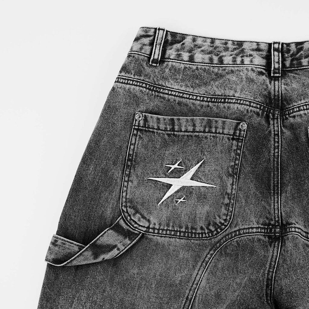 TRUE PRELUDE SLASHED DENIM JORTS NEGROS