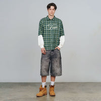 TRUE PRELUDE SLASHED DENIM JORTS NEGROS